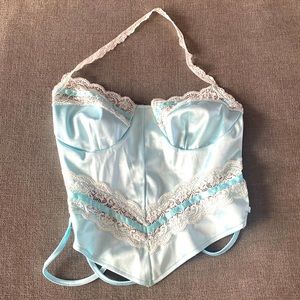 Lace-up camisole small blue